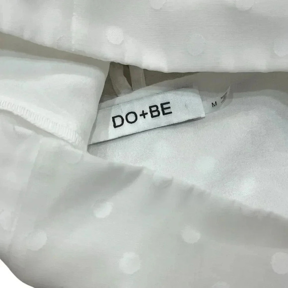 Do+Be White Sheer Top Swiss Dot Puff Sleeve Blouse M - Picture 3 of 4